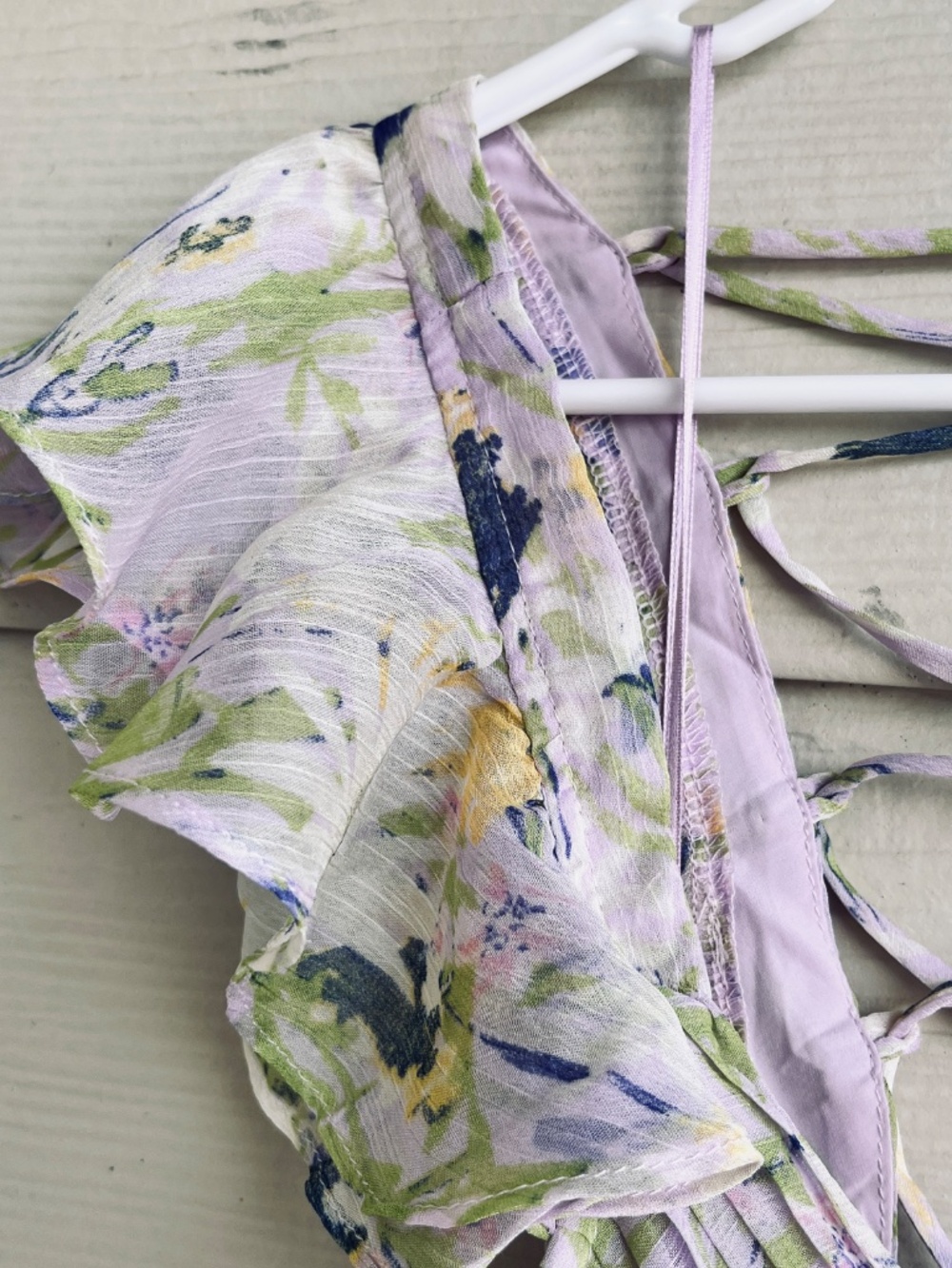 Astr The Label Primrose Maxi Dress - Lavender Aqua Floral Lace-Up-Back Size XS - Picture 8 of 15